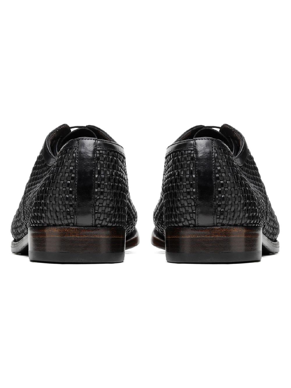 Silvano Sassetti Scarpe Derby in pelle nera intrecciata Convenienza