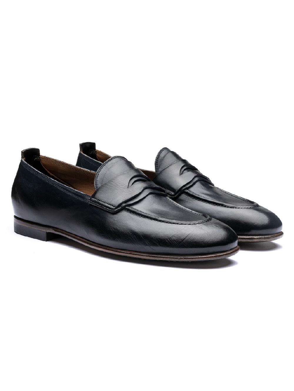 Silvano Sassetti Mocassini in pelle blu Presa