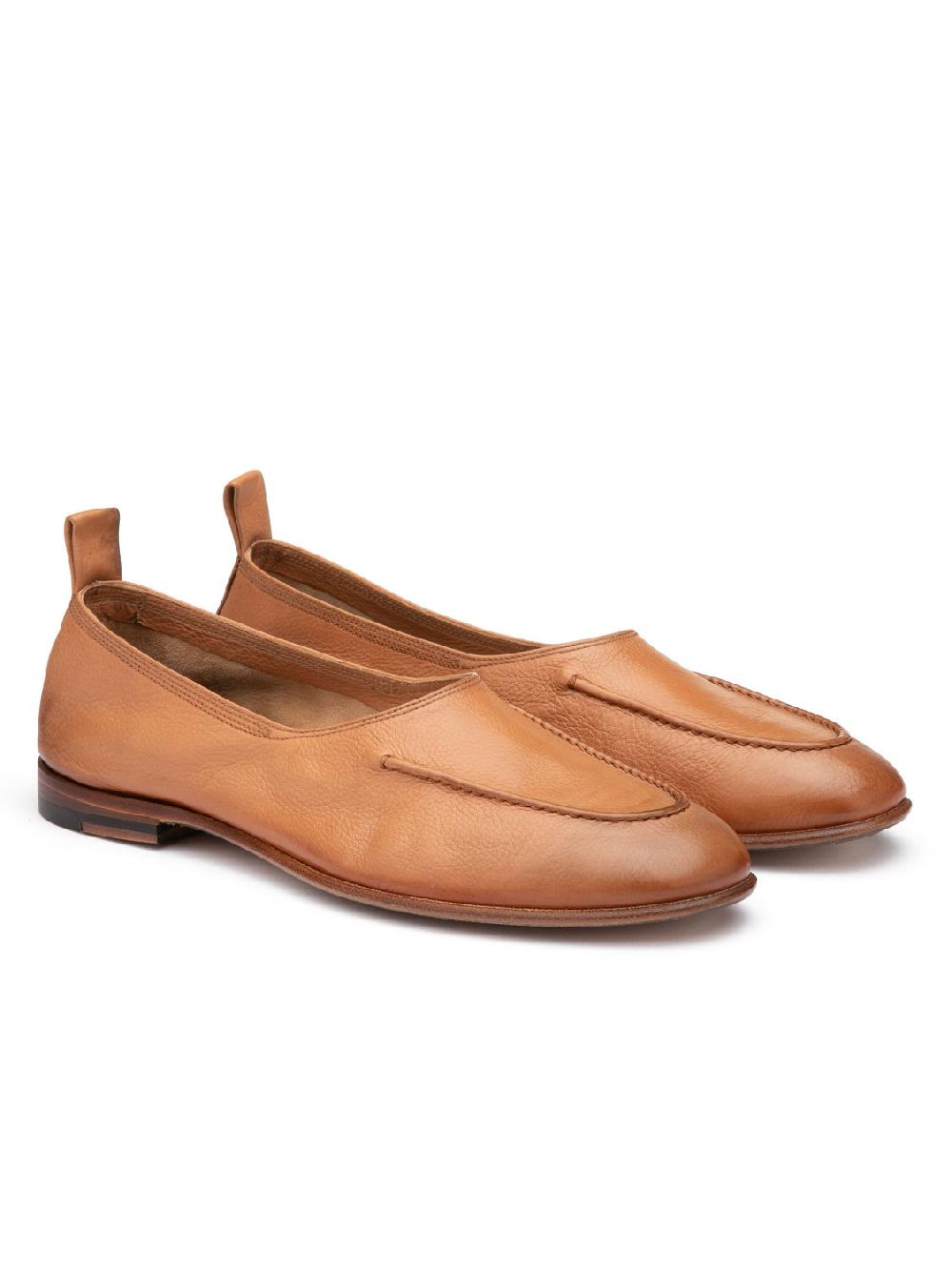 Silvano Sassetti Slippers in pelle color caramello In Vendita