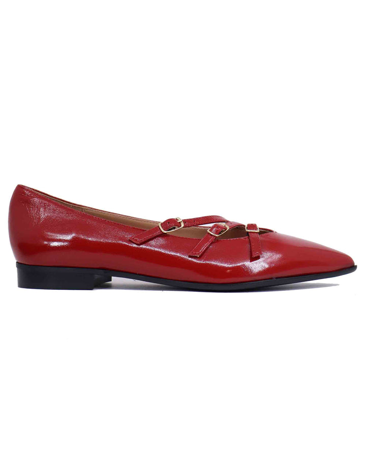 Spatarella Ballerine donna in pelle rossa con doppio cinturino Convenienza
