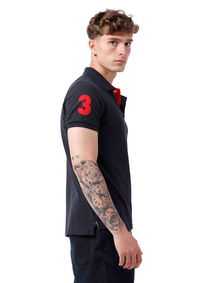 Spatarella Polo uomo in cotone blu Shopping Online