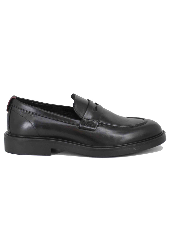 Spatarella Mocassini uomo in pelle nera con suola in gomma Hotsell