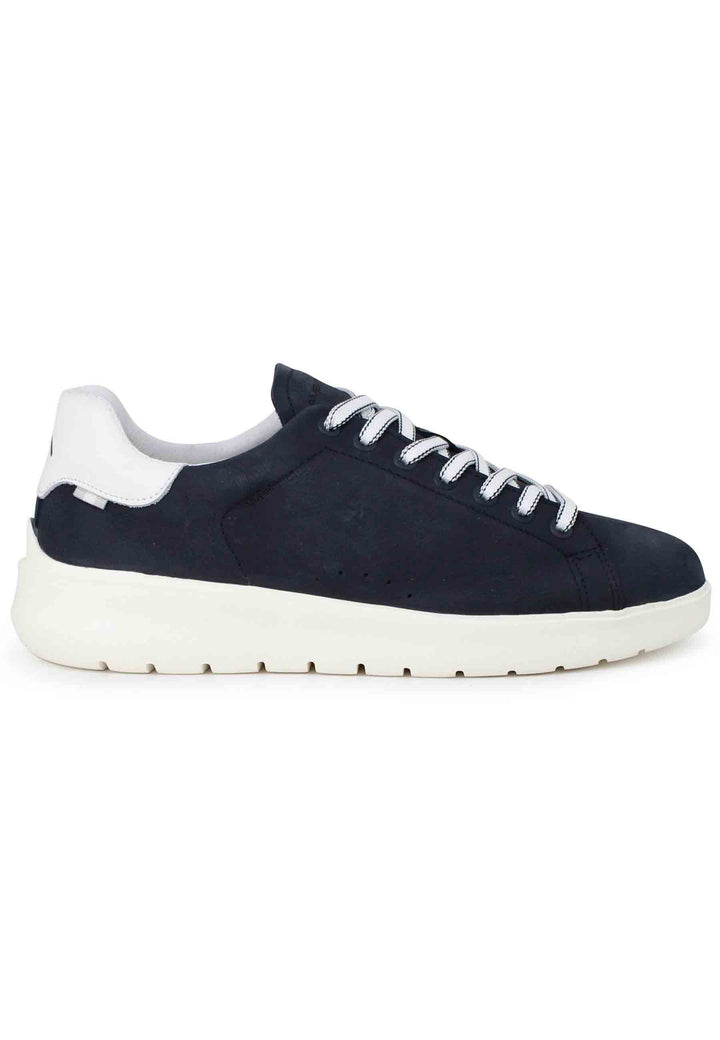 Spatarella Sneakers uomo Hover in nabuk blu con suola alta in gomma Promozione temporanea