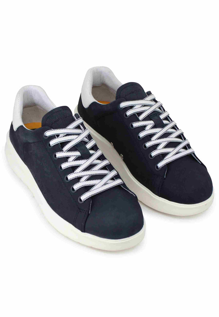 Spatarella Sneakers uomo Hover in nabuk blu con suola alta in gomma Promozione temporanea