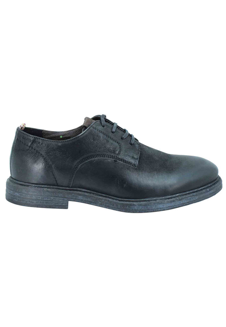 Spatarella Stringata uomo in pelle nera suola in gomma e sottopiede memory foam Moda