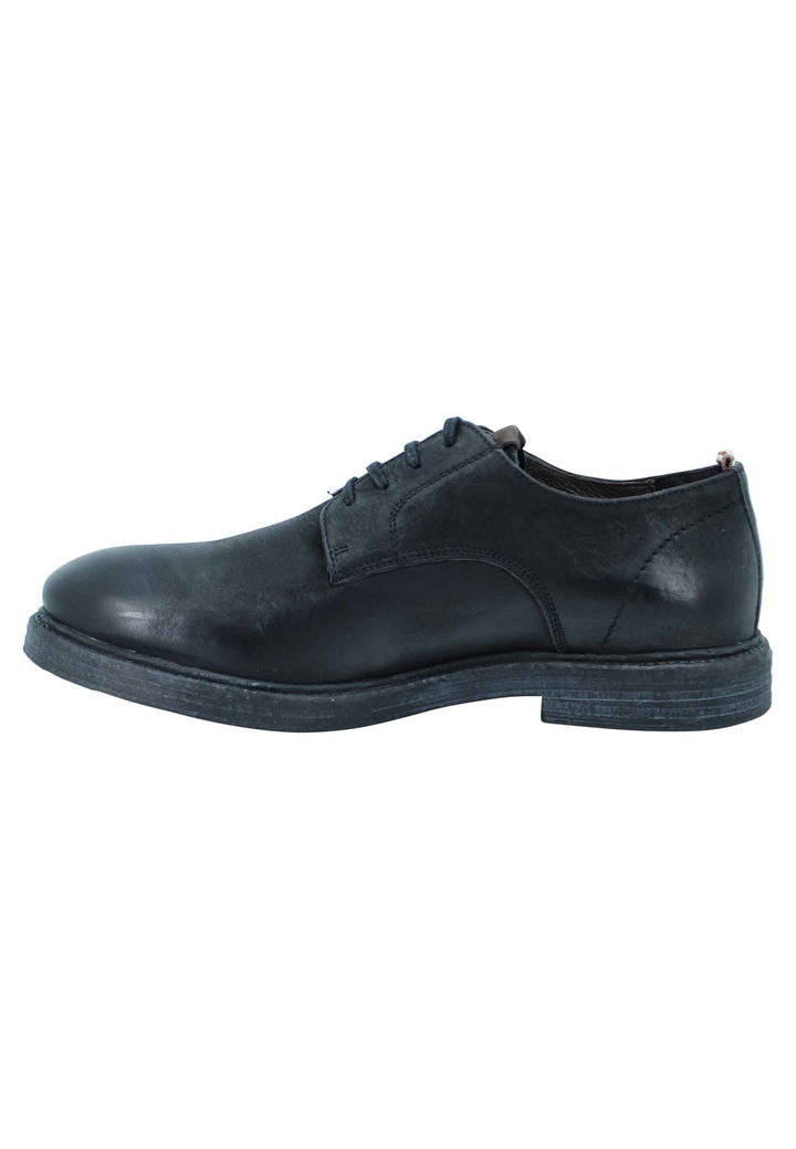 Spatarella Stringata uomo in pelle nera suola in gomma e sottopiede memory foam Moda