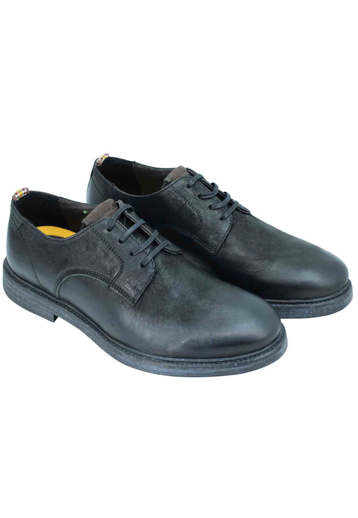 Spatarella Stringata uomo in pelle nera suola in gomma e sottopiede memory foam Moda