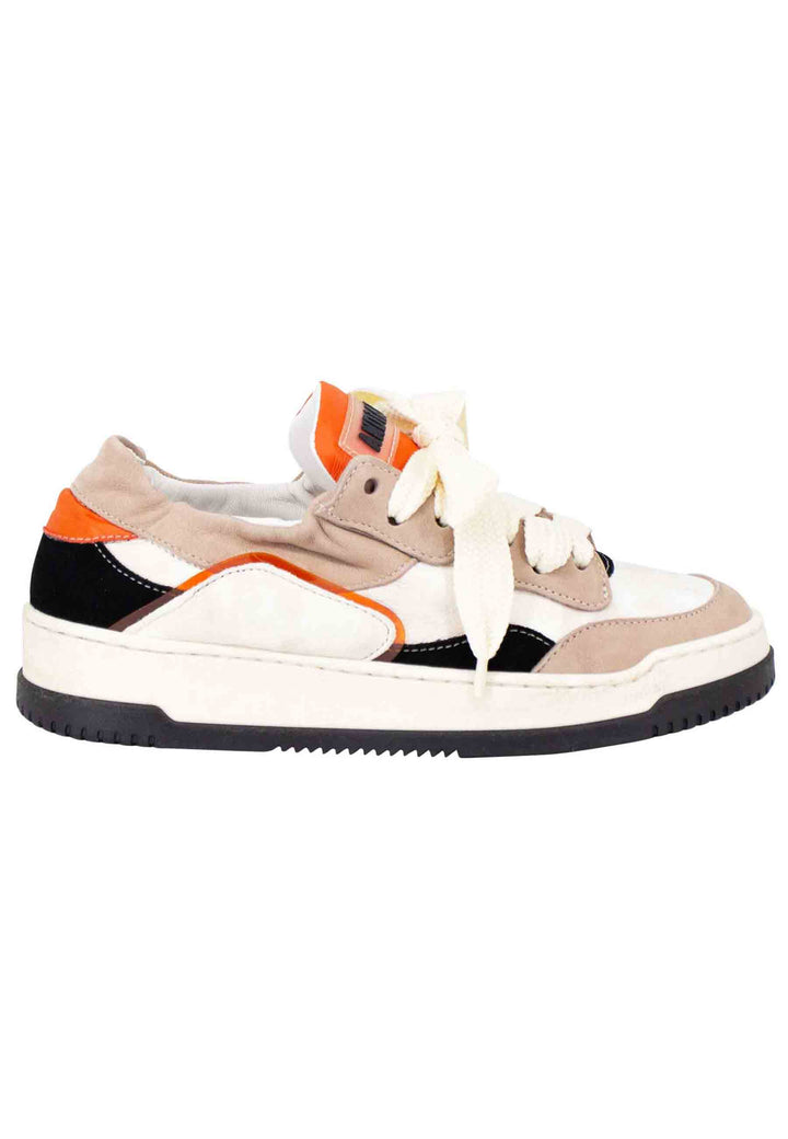 Spatarella Sneakers donna in pelle beige e taupe con fondo gomma 2025