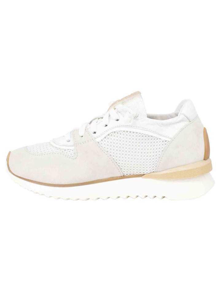 Spatarella Sneakers donna in pelle e tessuto bianco fondo running In Linea