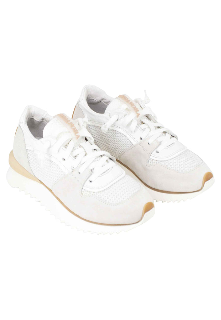 Spatarella Sneakers donna in pelle e tessuto bianco fondo running In Linea