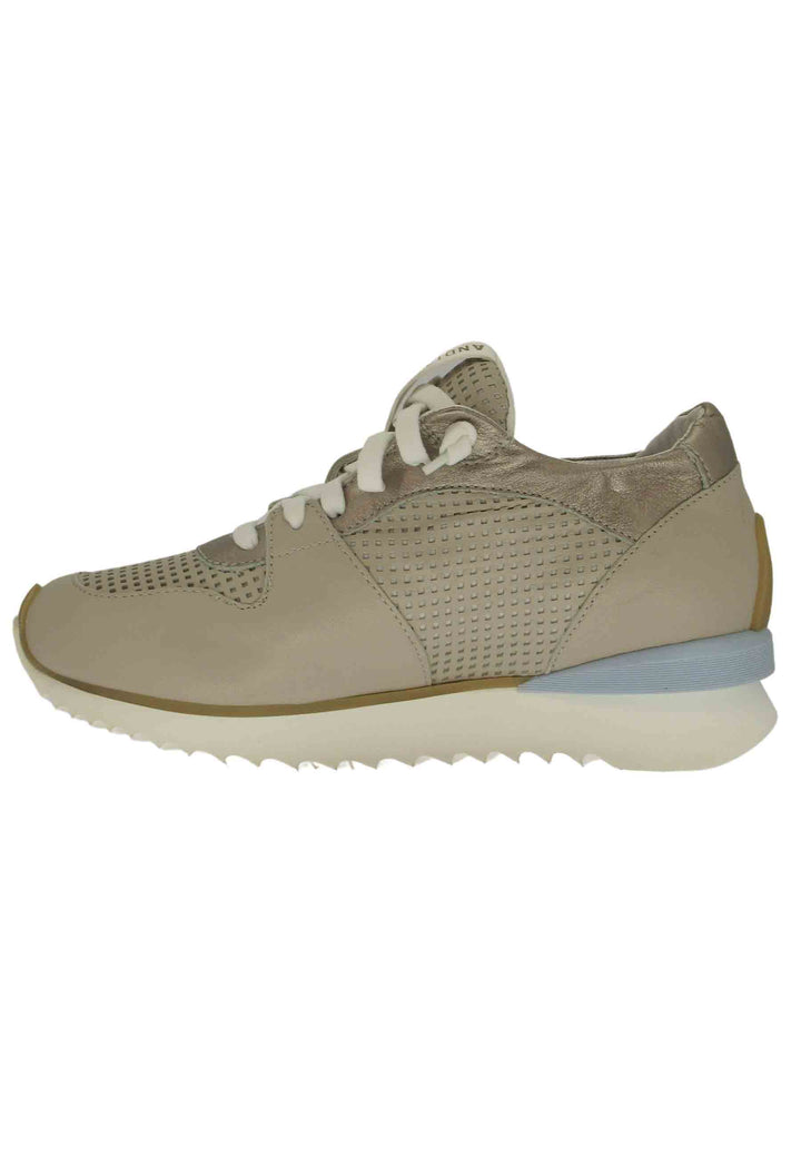 Spatarella Sneakers donna in pelle taupe con suola alta il gomma Spedizione Gratuita