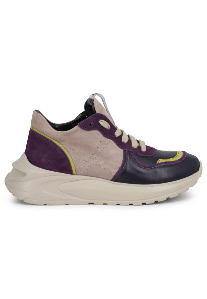Spatarella Sneakers donna in pelle viola con suola in gomma Pezzi Unici