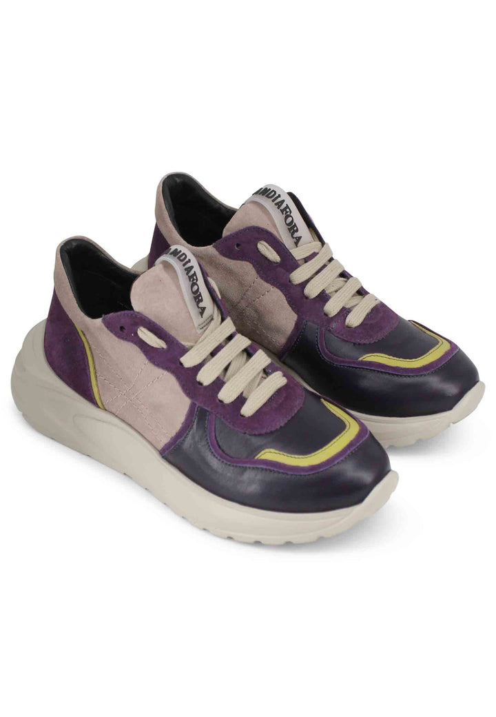 Spatarella Sneakers donna in pelle viola con suola in gomma Pezzi Unici