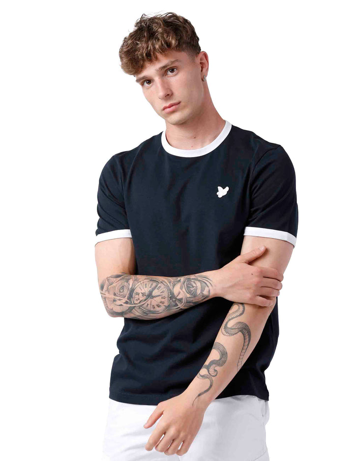 Spatarella T-shirt uomo in cotone blu Vendita Economica