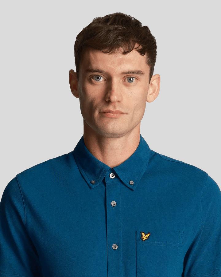 Spatarella Camicie uomo in tessuto piquet blu Vendite Flash