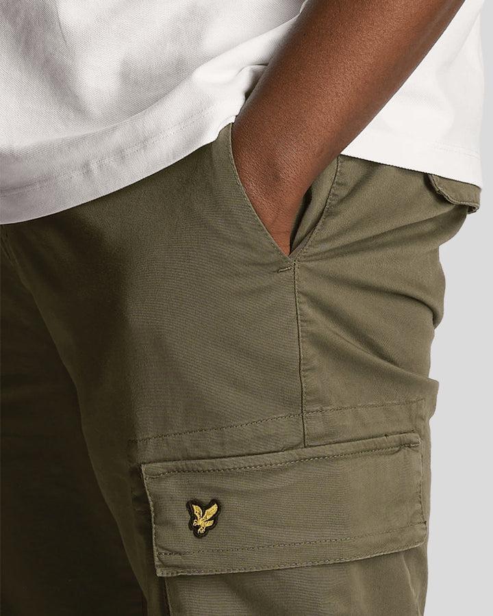 Spatarella Pantaloni cargo uomo in cotone verde In Saldo