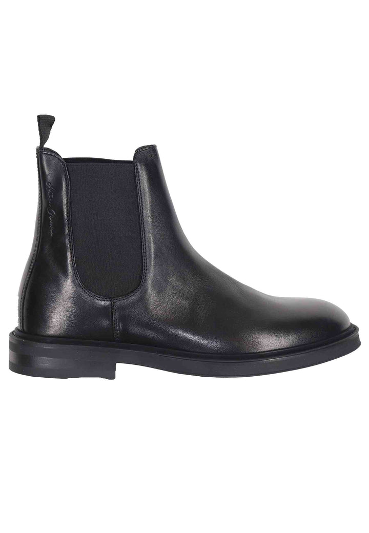 Spatarella Chelsea boots uomo in pelle nera con suola in gomma Promozione Limitata
