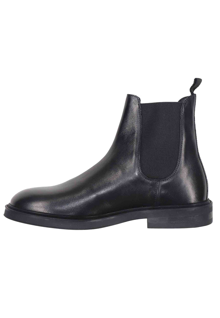 Spatarella Chelsea boots uomo in pelle nera con suola in gomma Promozione Limitata