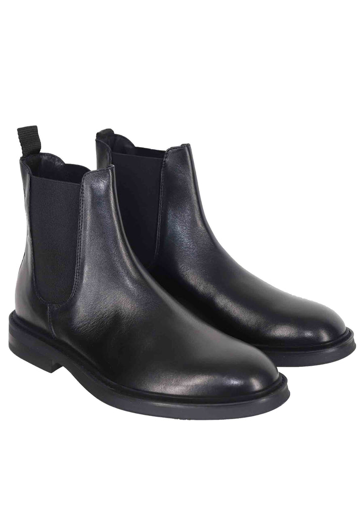 Spatarella Chelsea boots uomo in pelle nera con suola in gomma Promozione Limitata