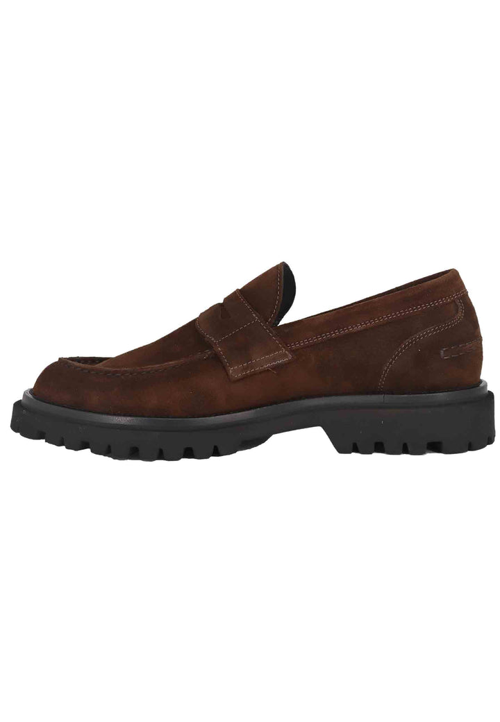 Spatarella Mocassini uomo in camoscio testa di moro con suola carrarmato Shopping Online