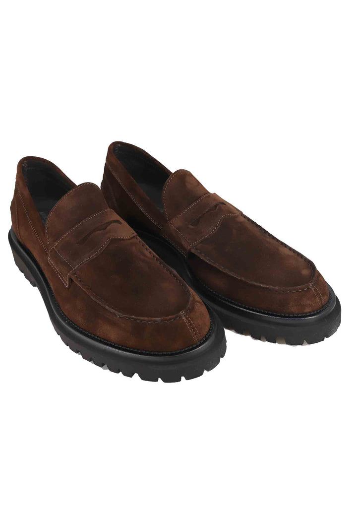 Spatarella Mocassini uomo in camoscio testa di moro con suola carrarmato Shopping Online