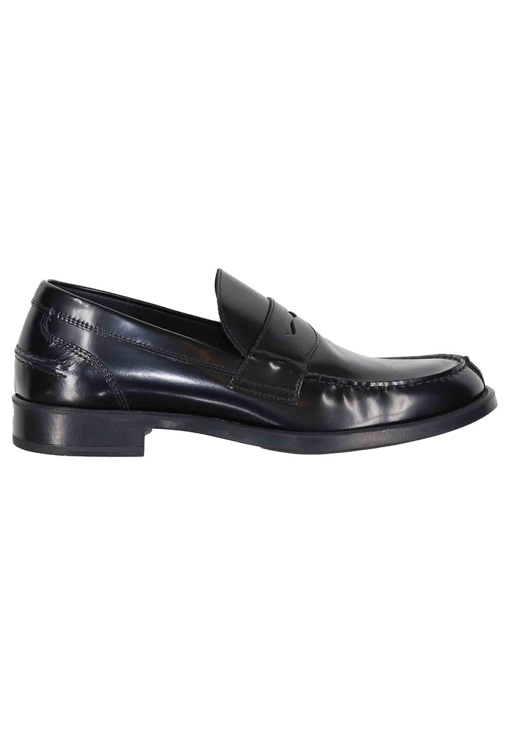Spatarella Mocassini uomo in pelle lucida nera con suola in gomma leggera Flash Sale