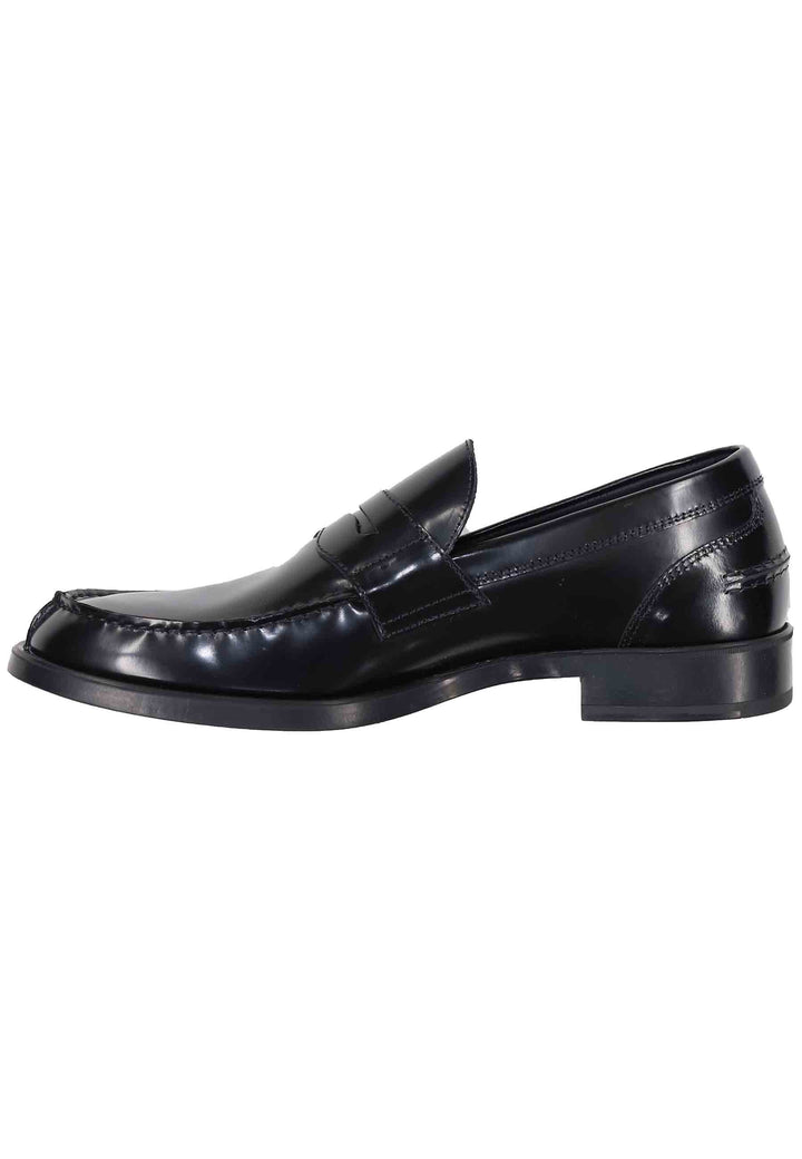 Spatarella Mocassini uomo in pelle lucida nera con suola in gomma leggera Flash Sale