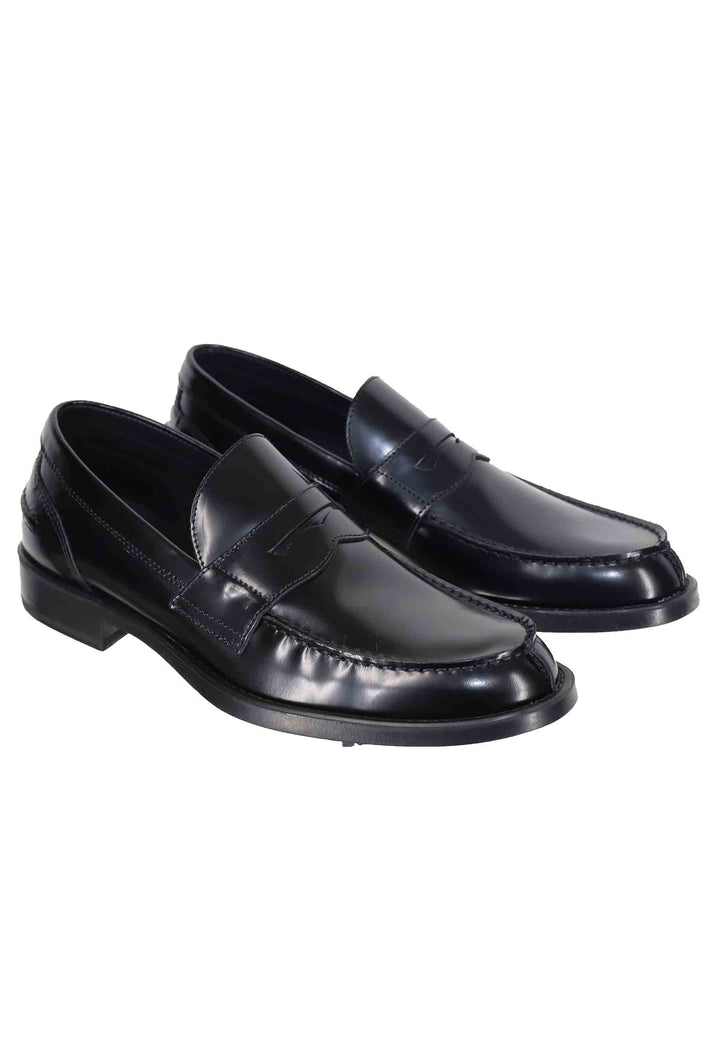 Spatarella Mocassini uomo in pelle lucida nera con suola in gomma leggera Flash Sale