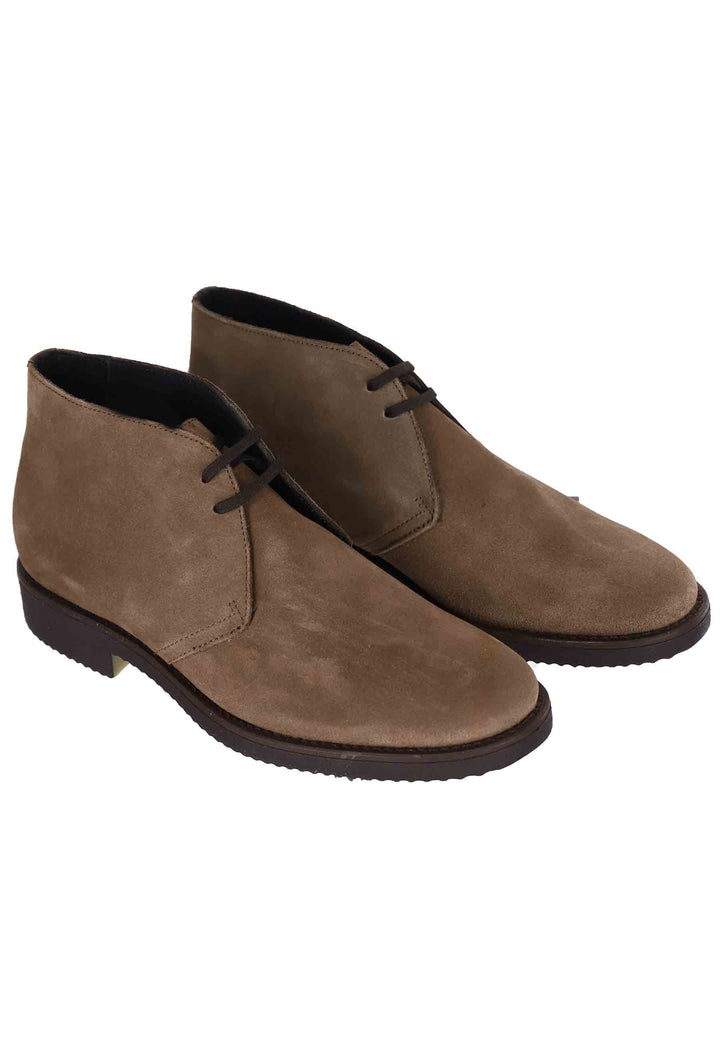 Spatarella Polacchine uomo in camoscio taupe con suola in para Sottocosto