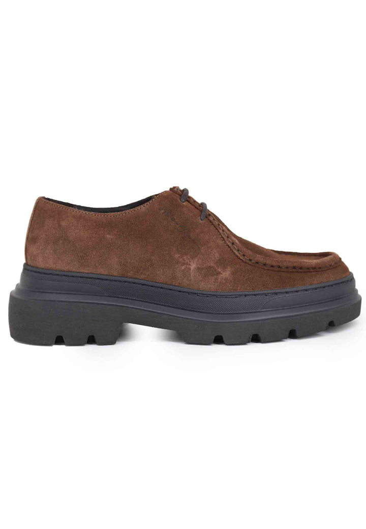 Spatarella Stringate uomo in camoscio marrone con suola carrarmato Online