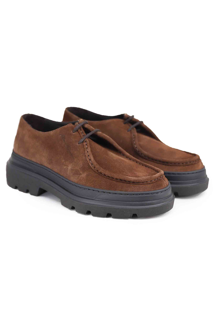 Spatarella Stringate uomo in camoscio marrone con suola carrarmato Online