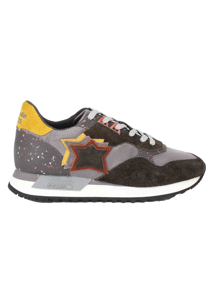Spatarella Sneakers Draco uomo in pelle e tessuto grigio con stelle in tinta Vendita Economica