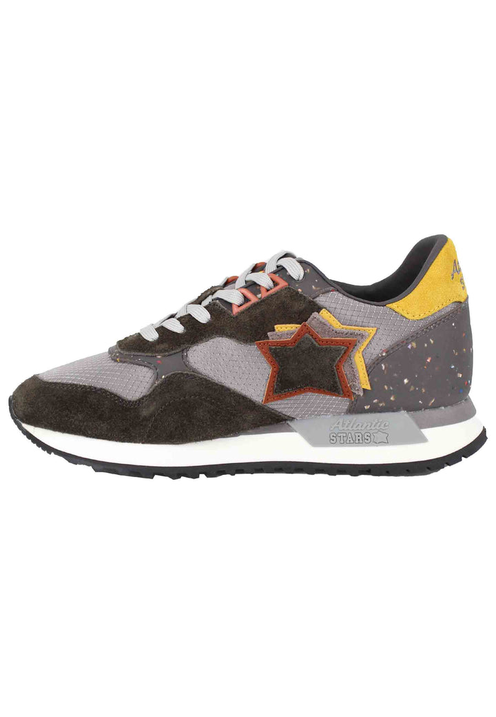 Spatarella Sneakers Draco uomo in pelle e tessuto grigio con stelle in tinta Vendita Economica