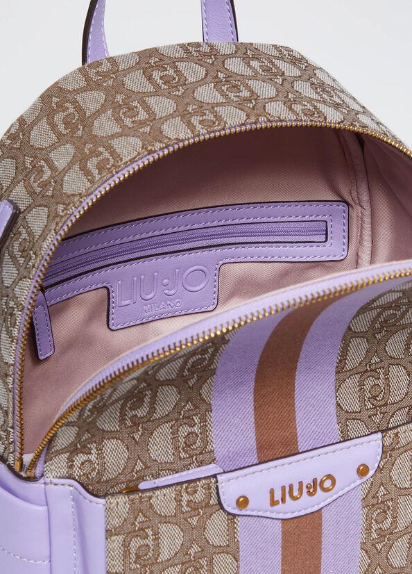 Spatarella Zaini donna jacquard in tessuto beige e marrone Promozione