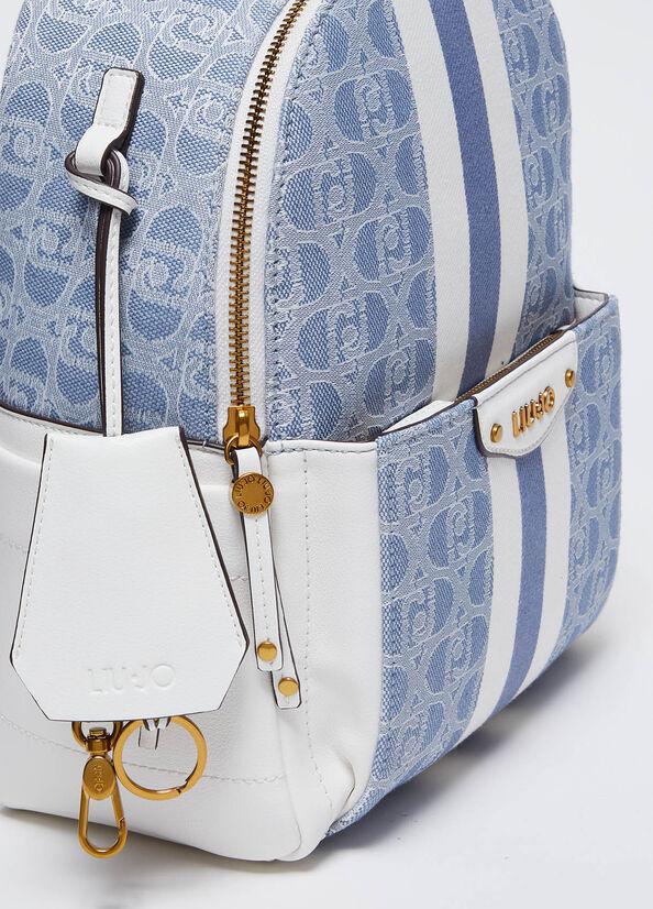Spatarella Zaini donna jacquard in tessuto blu e bianco Spedizione Gratuita
