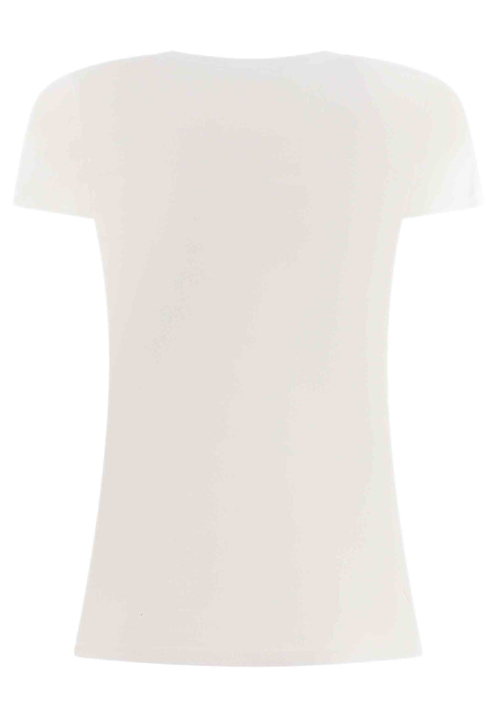 Spatarella T-shirt donna Icons in cotone bianco con stampa in seta Prezzo Ridotto