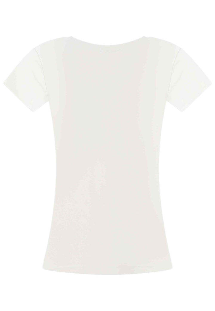 Spatarella T-shirt donna Savage in cotone bianco con stampa in seta Convenienza