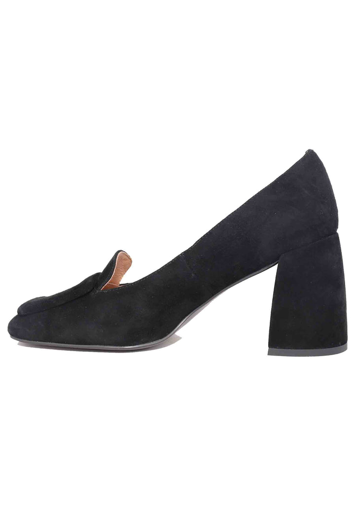 Spatarella Mocassini donna in camoscio nero con punta quadra e fibbia in tinta Marla 50% di sconto con spedizione gratuita