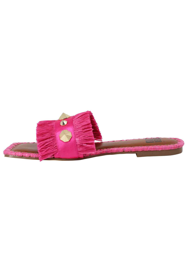 Spatarella Sandali flat Alexis donna tessuto sfrangiato fuxia con borchie Vendita Calda