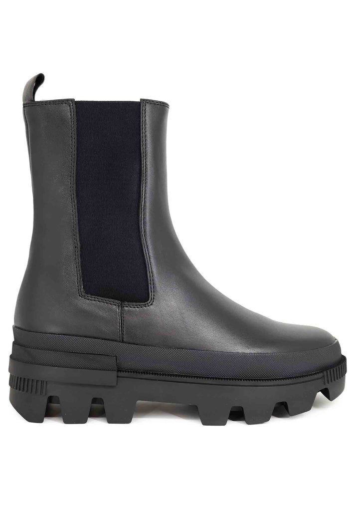 Spatarella Stivaletti donna in pelle nera con fondo carrarmato Violet Saldi Di Fabbrica