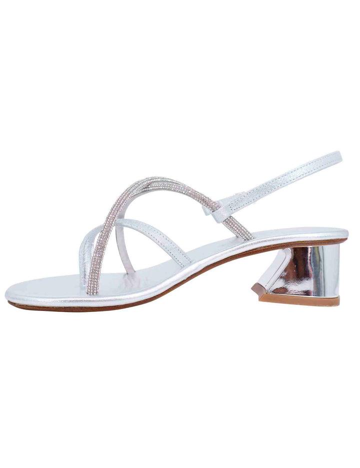 Spatarella Sandali slingback donna in strass argento con tacco gioiello Qualità Garantita