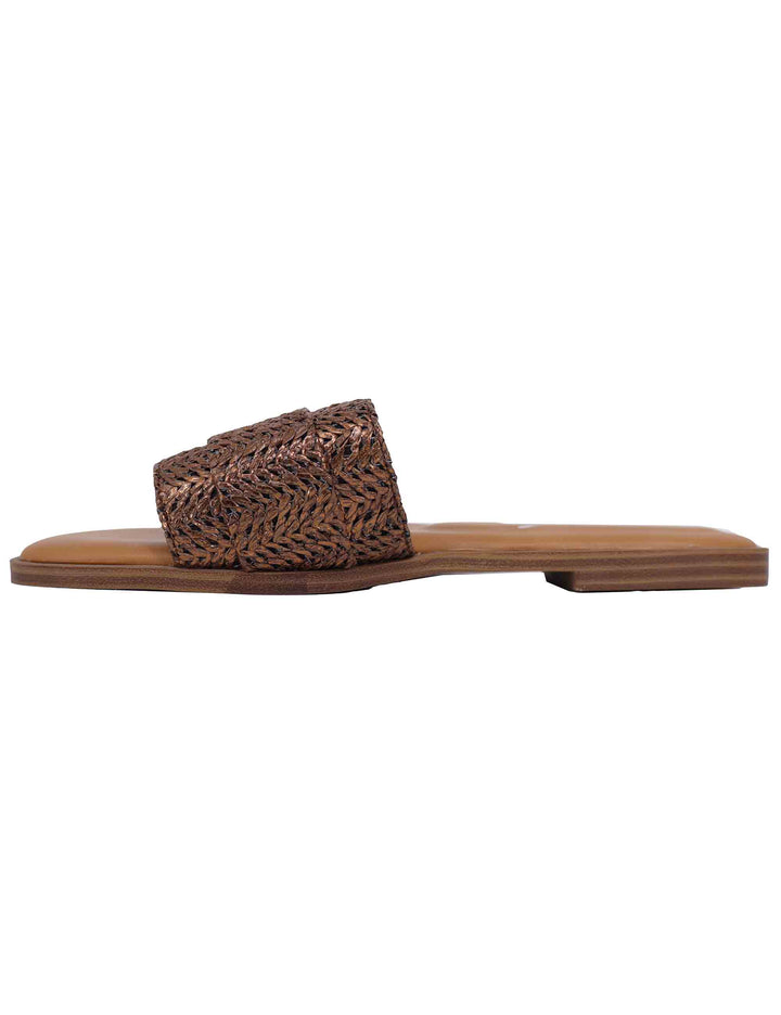 Spatarella Sandali flat donna in tessuto bronzo con fibbia in strass Acquista Ora