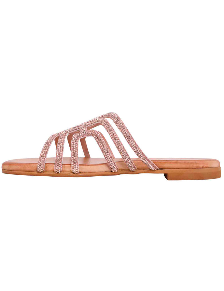 Spatarella Sandali flat donna in strass rosa con sottopiede morbido In Linea