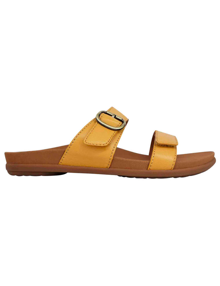 Spatarella Sandali bassi donna in pelle gialla con fibbia laterale Negozi Online