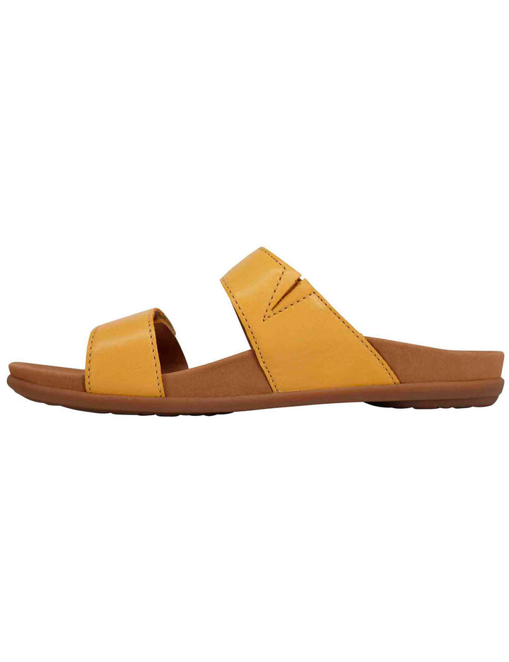 Spatarella Sandali bassi donna in pelle gialla con fibbia laterale Negozi Online
