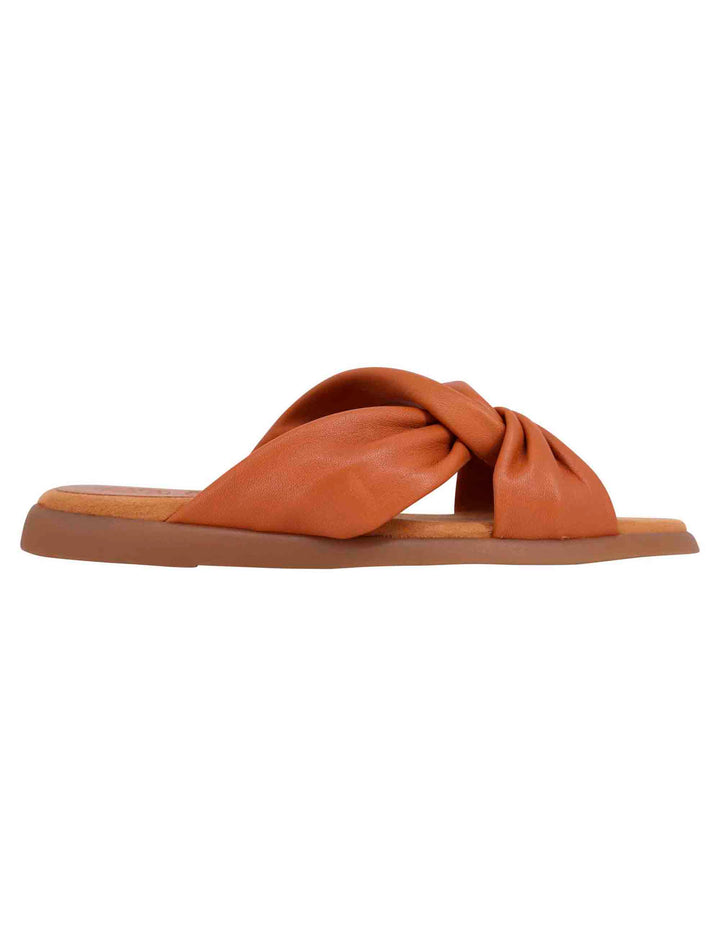 Spatarella Sandali flat donna in pelle cuoio con sottopiede morbido Smaltimento dello stoccaggio