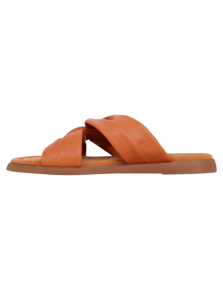 Spatarella Sandali flat donna in pelle cuoio con sottopiede morbido Smaltimento dello stoccaggio
