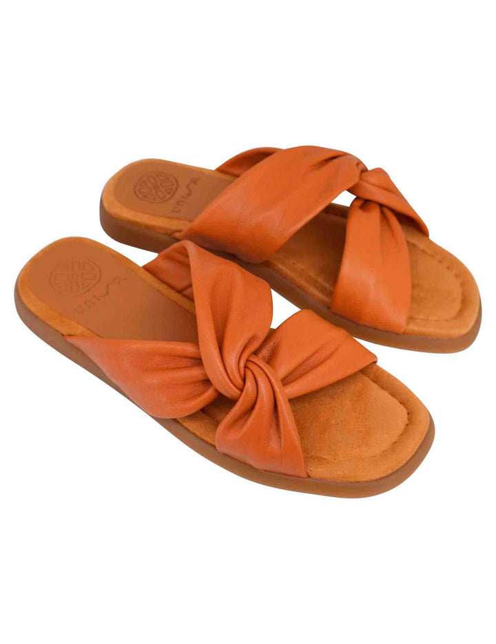 Spatarella Sandali flat donna in pelle cuoio con sottopiede morbido Smaltimento dello stoccaggio