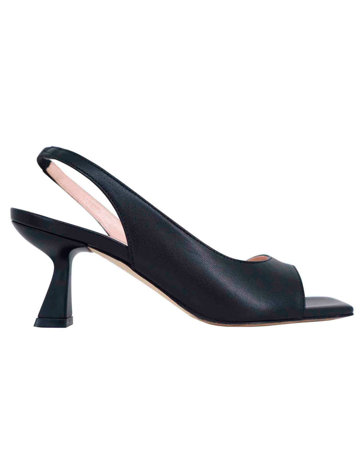 Spatarella Sandali slingback donna in pelle nera con punta quadra Fino Al -60%