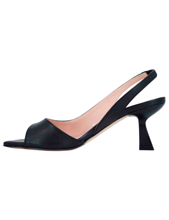 Spatarella Sandali slingback donna in pelle nera con punta quadra Fino Al -60%